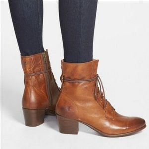 Frye zip lace up Courtney ankle boots